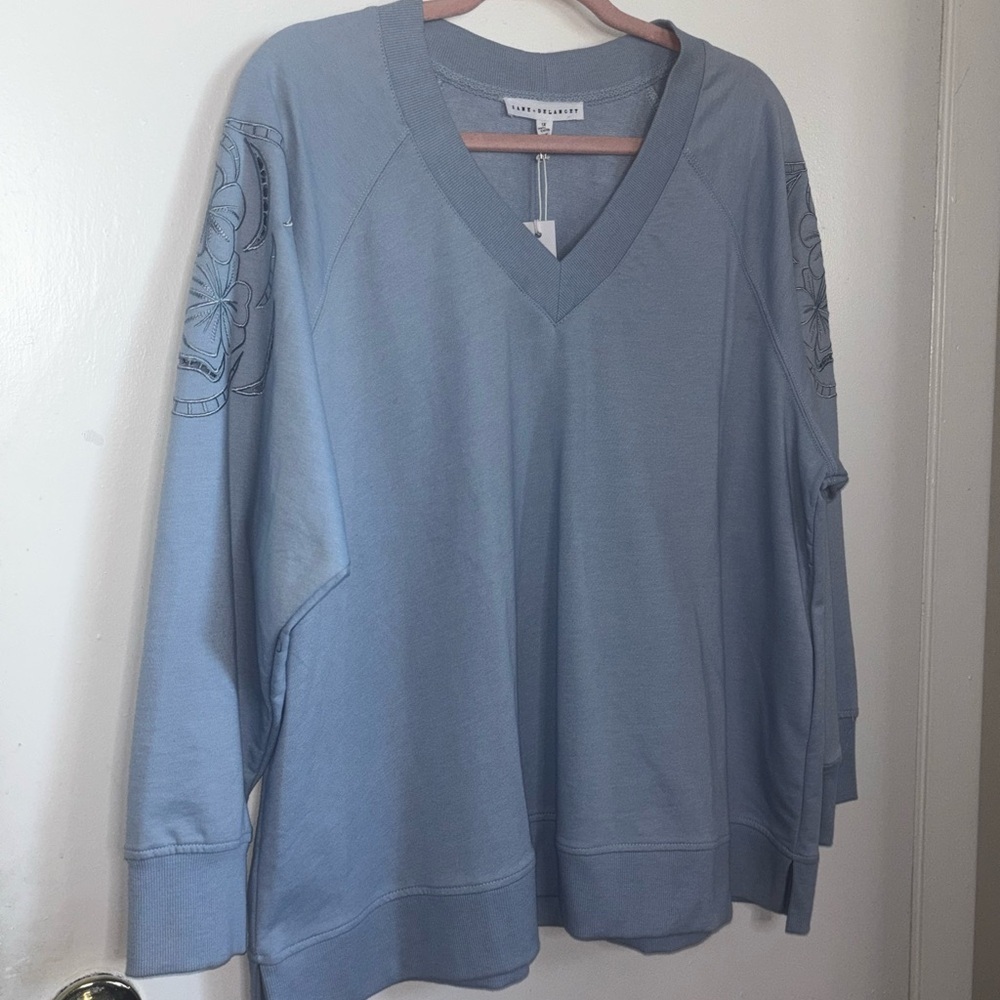 Light Blue V-Neck Sweatshirt